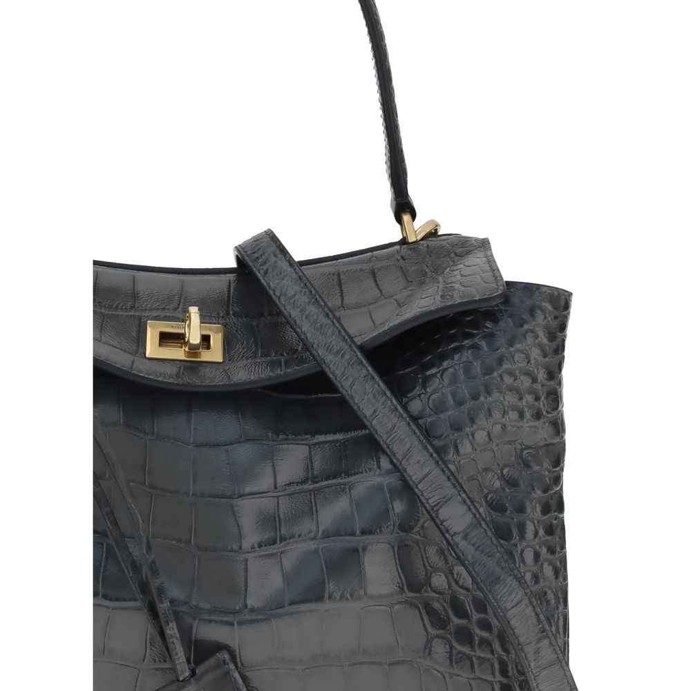 Balenciaga Rodeo Shoulder Bag in crocodile-print leather