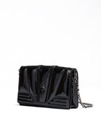 Ferrari Black GT patent leather bag with chain