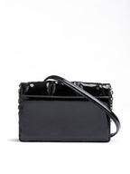 Ferrari Black GT patent leather bag with chain
