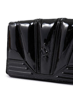 Ferrari Black GT patent leather bag with chain