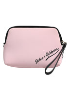 Dolce & Gabbana Pink Solid Nylon DG Logo Print Clutch Zip Borse Pouch Bag