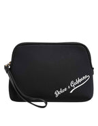 Dolce & Gabbana Black Solid Nylon DG LogoPrint Clutch Zip Borse Pouch Bag