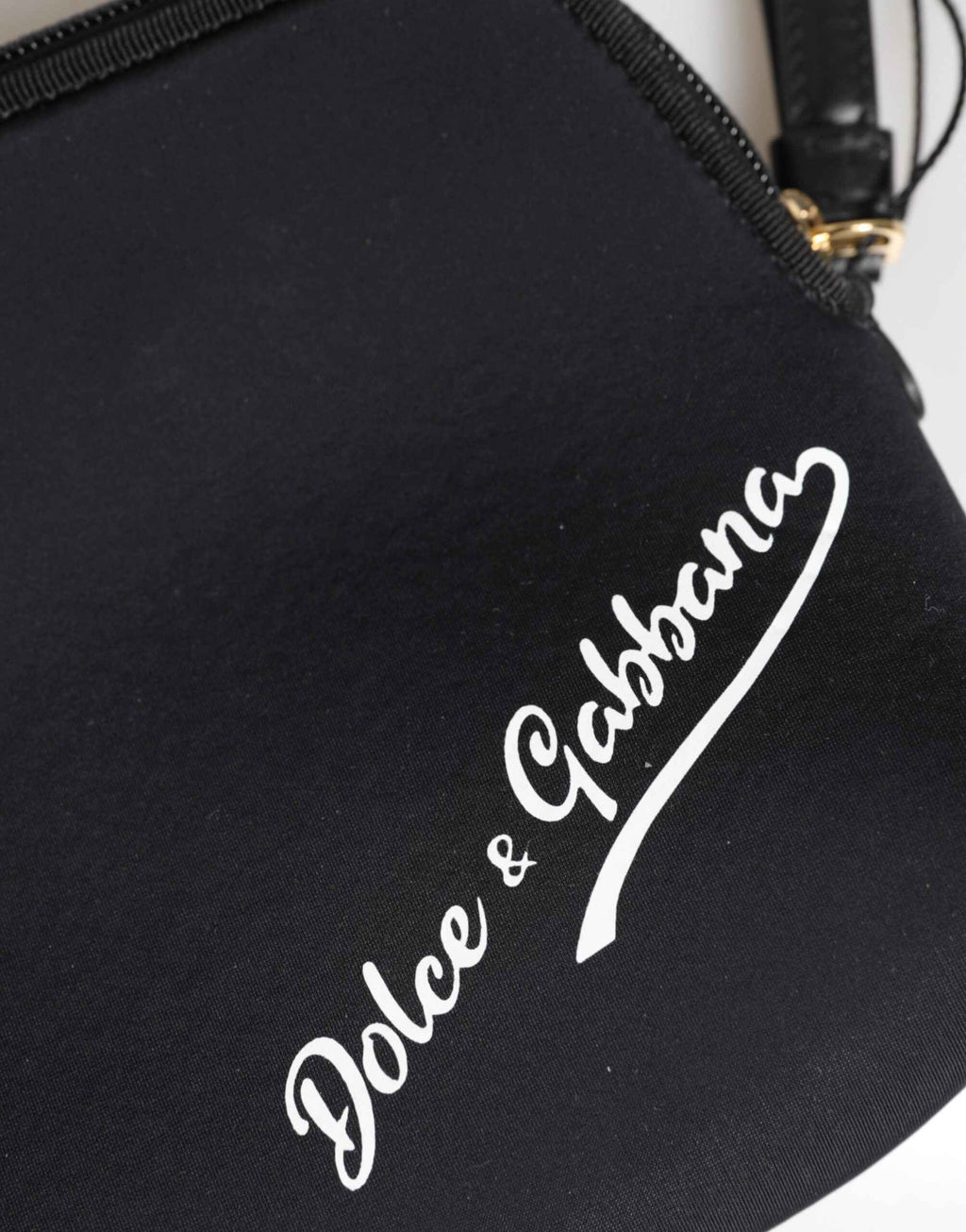 Dolce & Gabbana Black Solid Nylon DG LogoPrint Clutch Zip Borse Pouch Bag