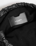 Dolce & Gabbana Black Cashmere Knitted Leather Shoulder Women Borse Bag