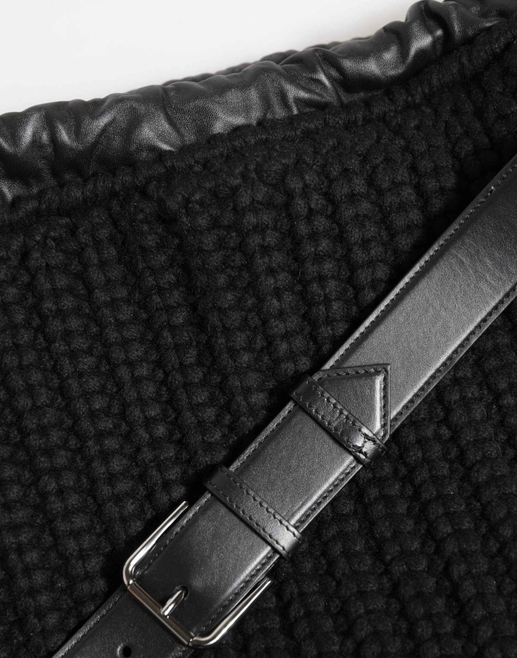 Dolce & Gabbana Black Cashmere Knitted Leather Shoulder Women Borse Bag