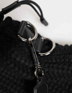 Dolce & Gabbana Black Cashmere Knitted Leather Shoulder Women Borse Bag