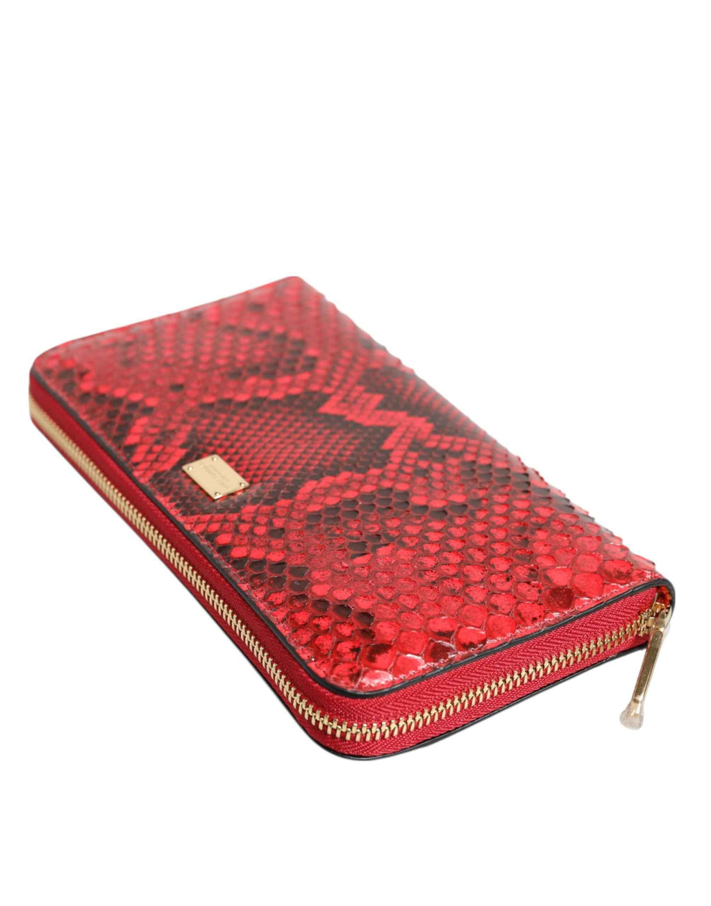 Dolce & Gabbana Red Exotic Leather Zip Around Continental Clutch Wallet