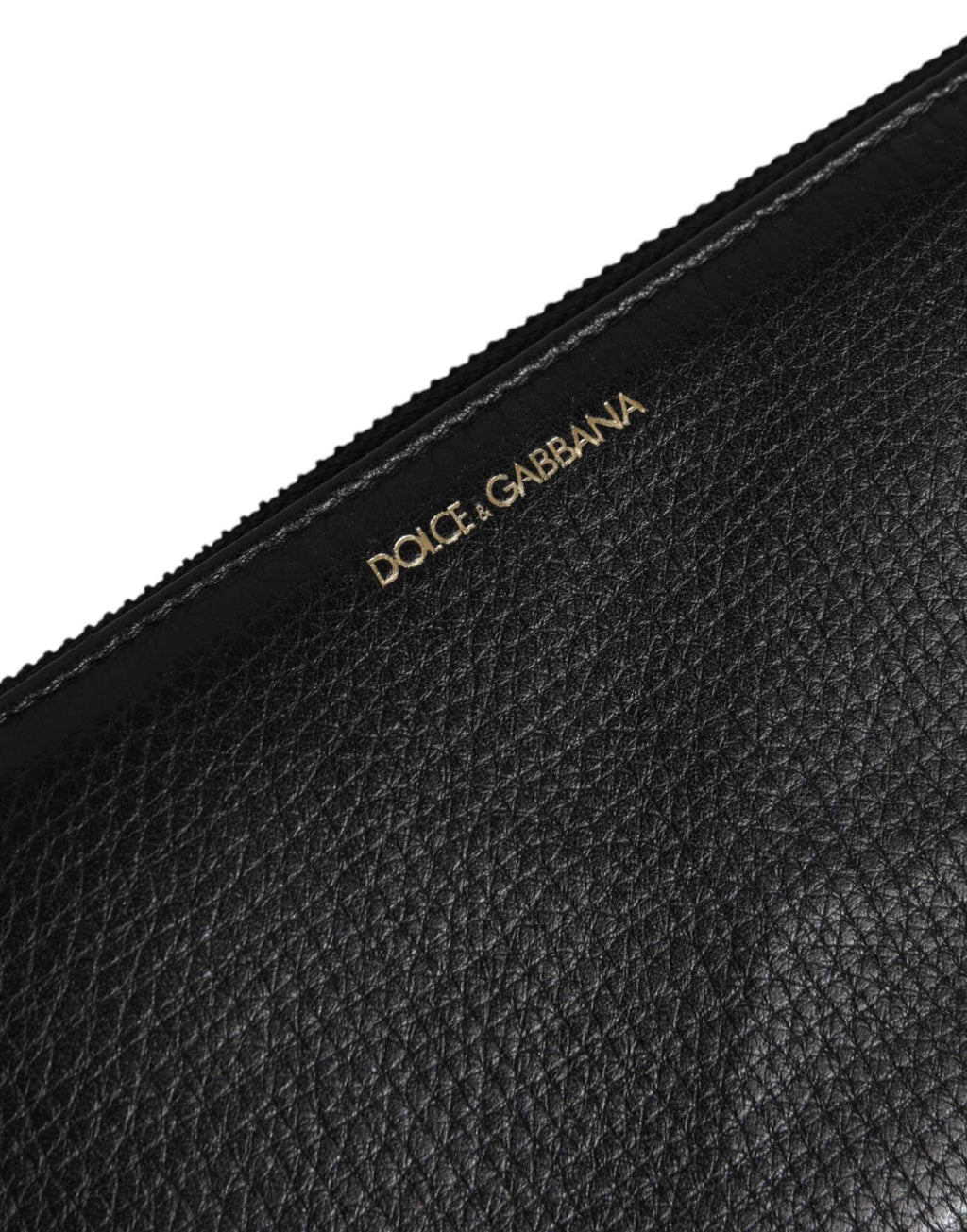 Dolce & Gabbana Black Calfskin Leather Logo Zip Around Continental Wallet