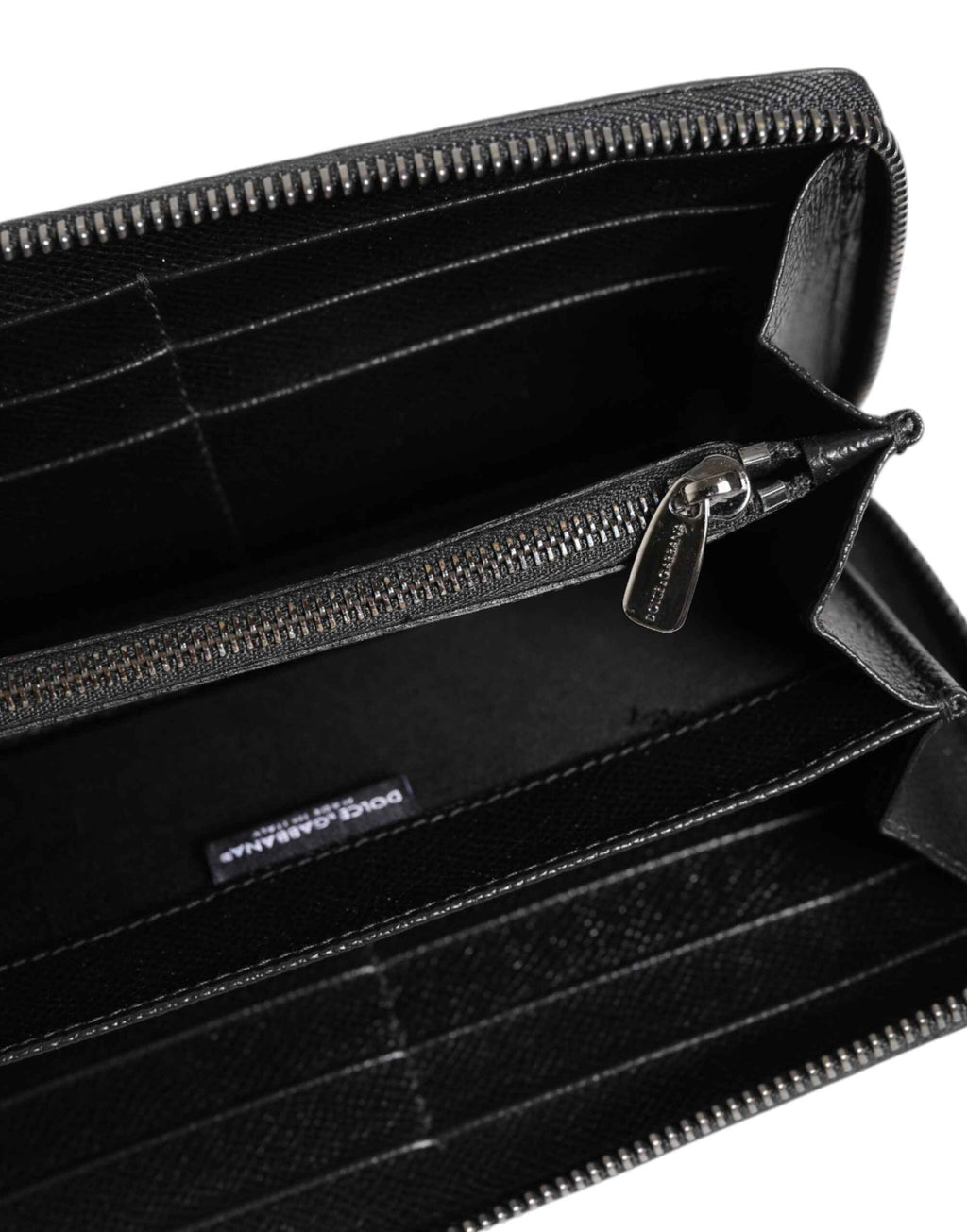 Dolce & Gabbana Black Gray Leopard Leather Zip Around Continental Wallet