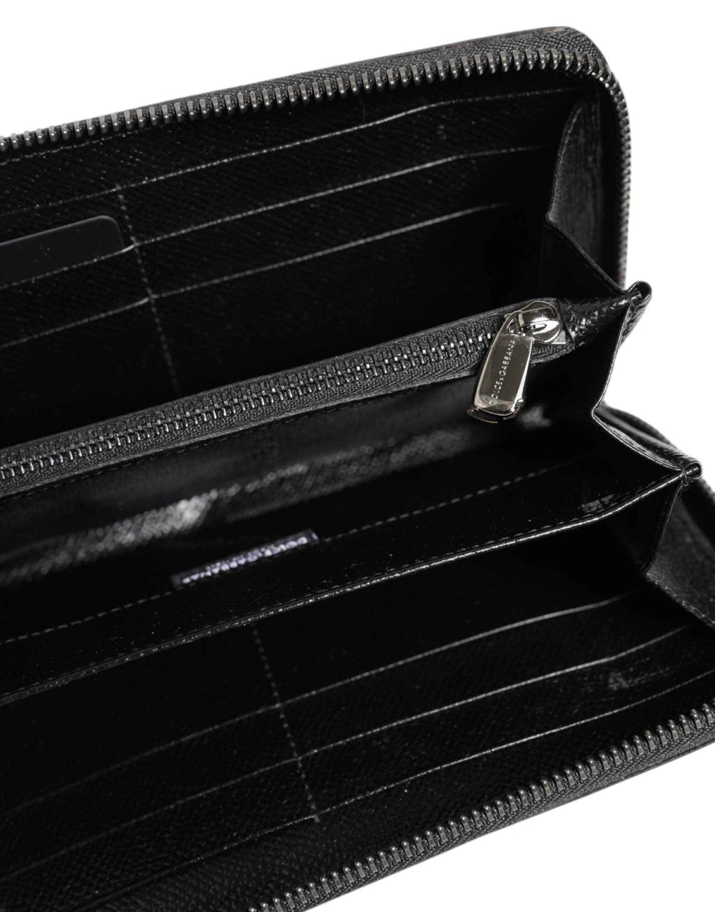 Dolce & Gabbana Black Gray Leopard Leather Zip Around Continental Wallet