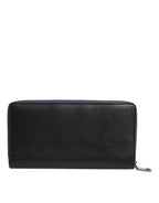 Dolce & Gabbana Black Blue Exotic Leather Men Continental Clutch Wallet