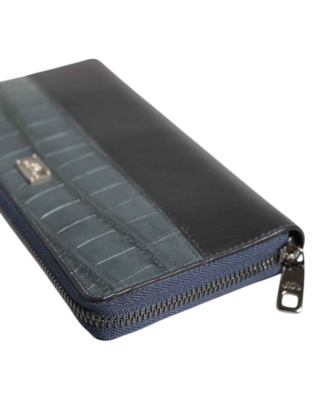 Dolce & Gabbana Black Blue Exotic Leather Men Continental Clutch Wallet