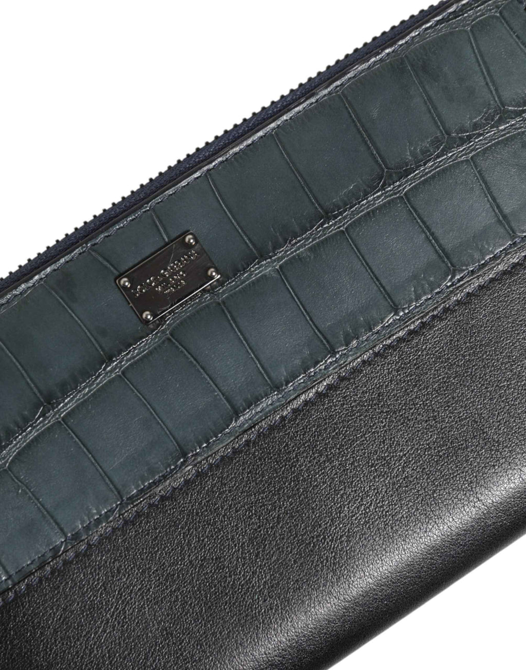 Dolce & Gabbana Black Blue Exotic Leather Men Continental Clutch Wallet