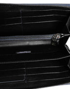 Dolce & Gabbana Black Blue Exotic Leather Men Continental Clutch Wallet
