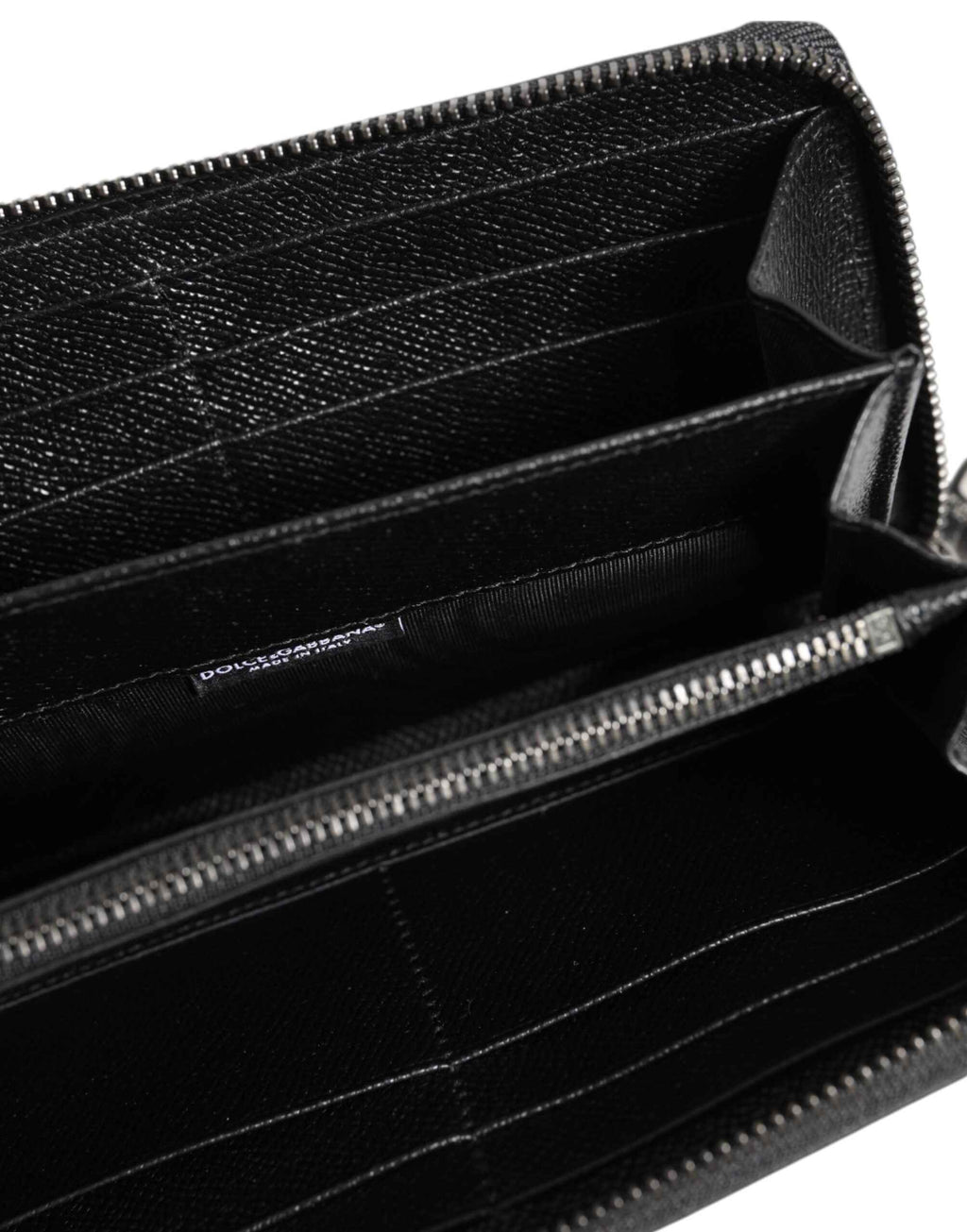Dolce & Gabbana Black Leather #DGFAMILY Zipper Continental Mens Wallet