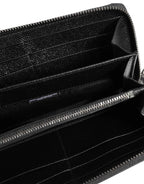 Dolce & Gabbana Black Leather #DGFAMILY Zipper Continental Mens Wallet