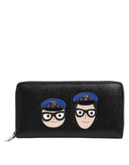 Dolce & Gabbana Black Leather #DGFAMILY Zipper Continental Mens Wallet