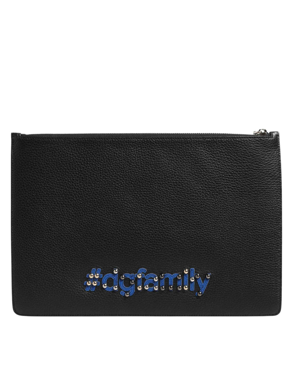 Dolce & Gabbana Black Leather #DGFAMILY Embellished Men Clutch Pouch Bag