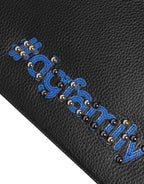 Dolce & Gabbana Black Leather #DGFAMILY Embellished Men Clutch Pouch Bag