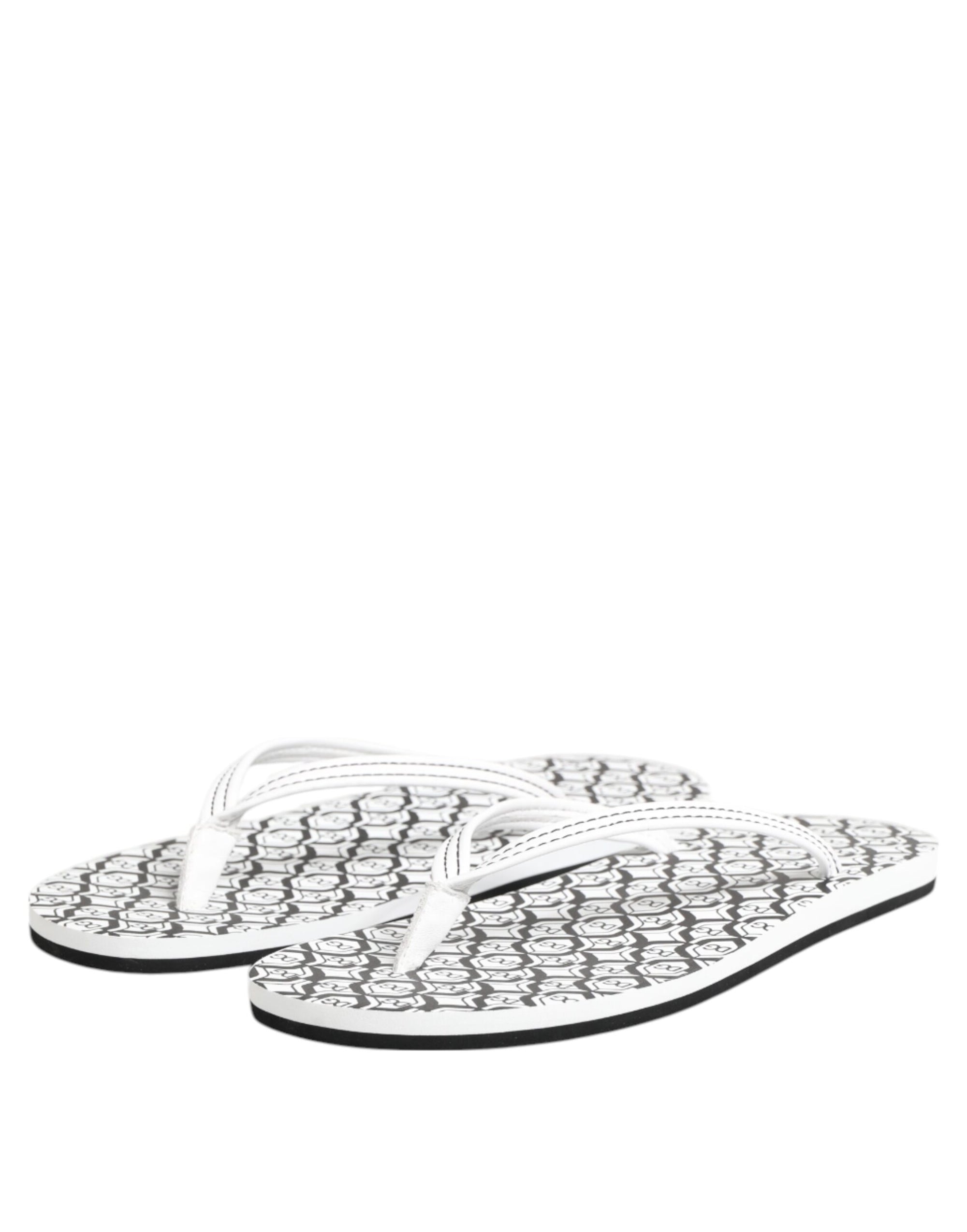 Dolce & Gabbana Black White Logo Beachwear Flats Slipper Shoes