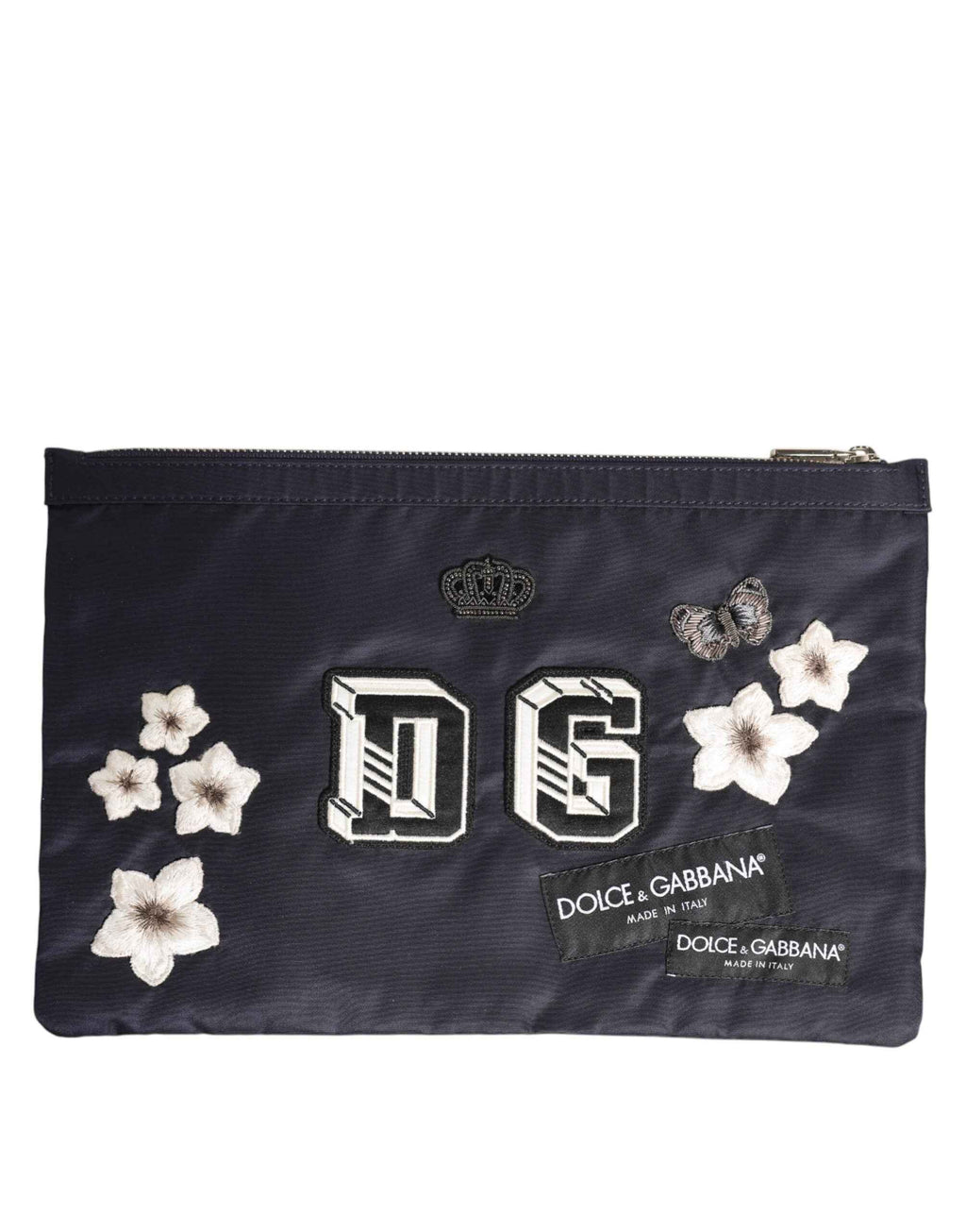 Dolce & Gabbana Blue DG Logo Patch Embellished Pouch Clutch Men Borse Bag