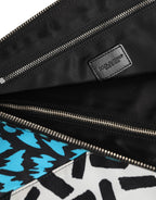 Dolce & Gabbana Multicolor Printed Nylon Logo Plaque Men Clutch Pouch Bag