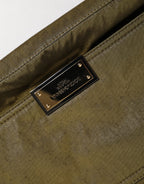 Dolce & Gabbana Dark Green Nylon Logo Plaque Shoulder Strap Borse Bag