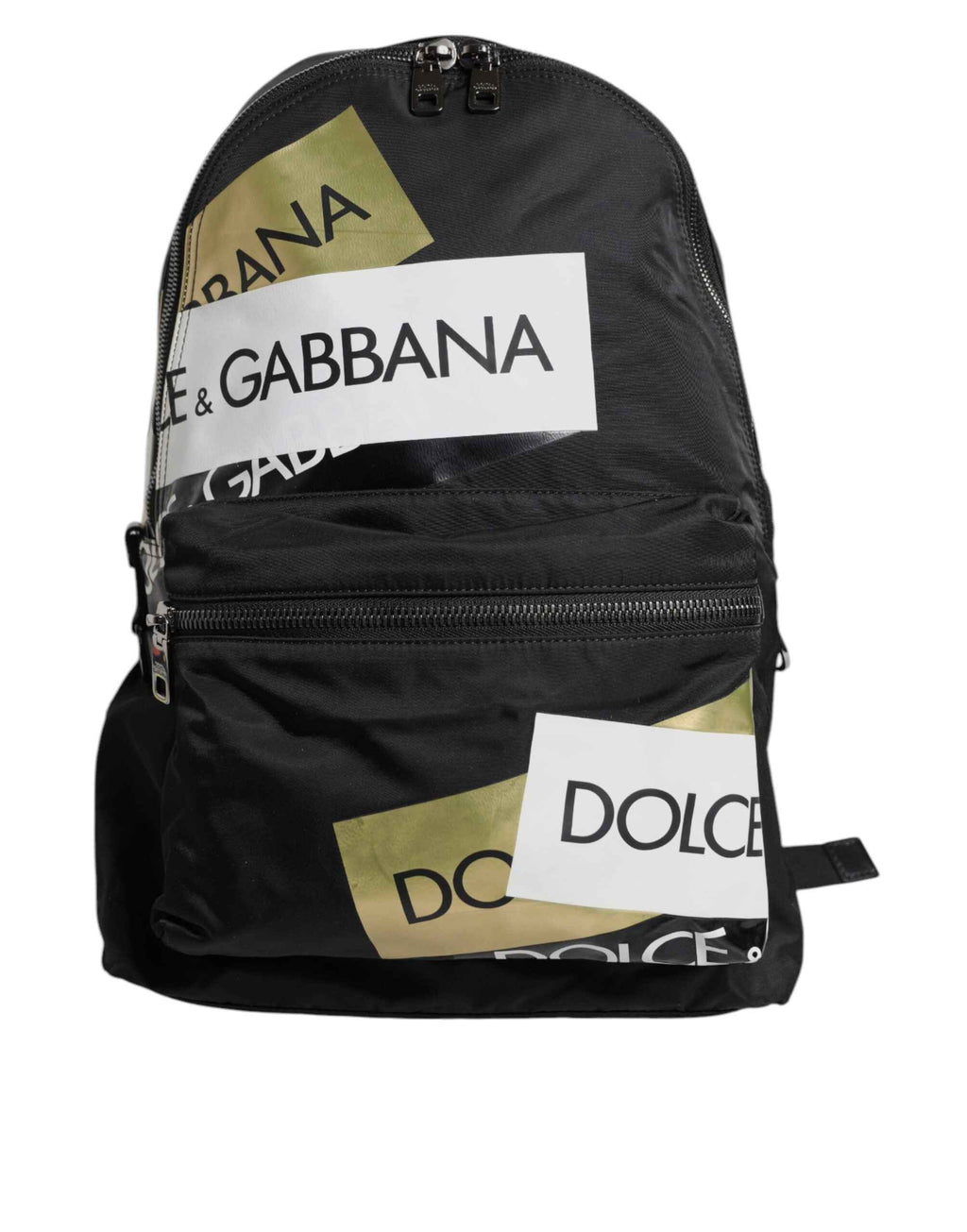 Dolce & Gabbana Black Logo Tape Polyamide School Travel Backpack Men Bag