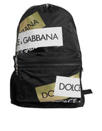 Dolce & Gabbana Black Logo Tape Polyamide School Travel Backpack Men Bag