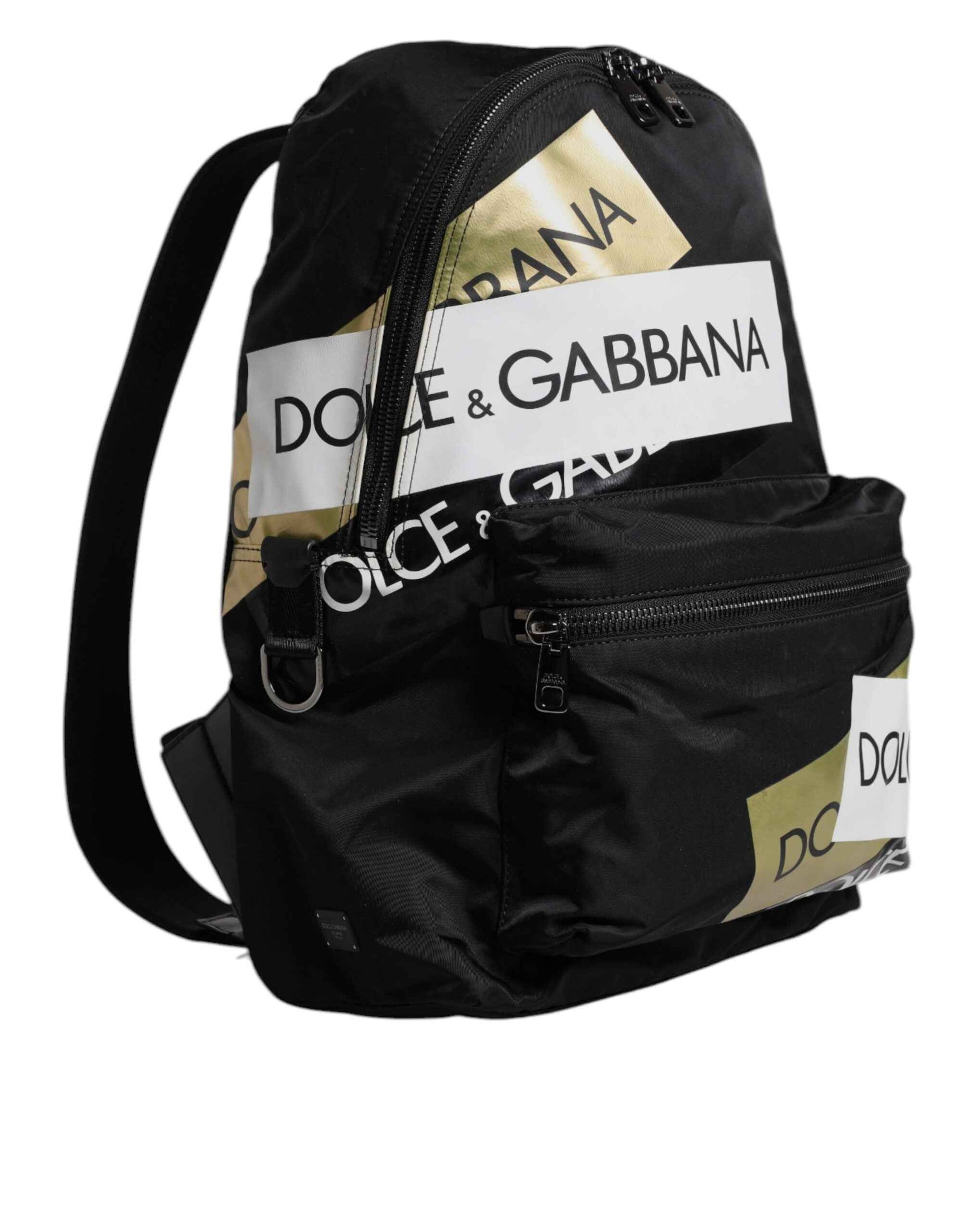 Dolce & Gabbana Black Logo Tape Polyamide School Travel Backpack Men Bag