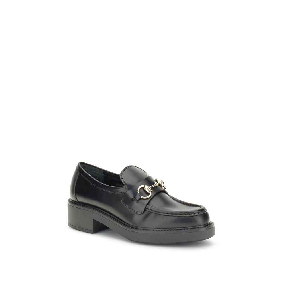 Gucci Black Calf Leather Bos Taurus Slip-On Loafers