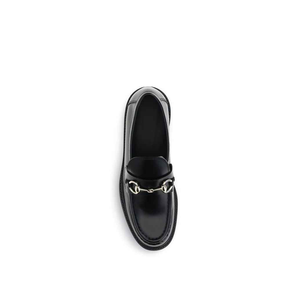 Gucci Black Calf Leather Bos Taurus Slip-On Loafers