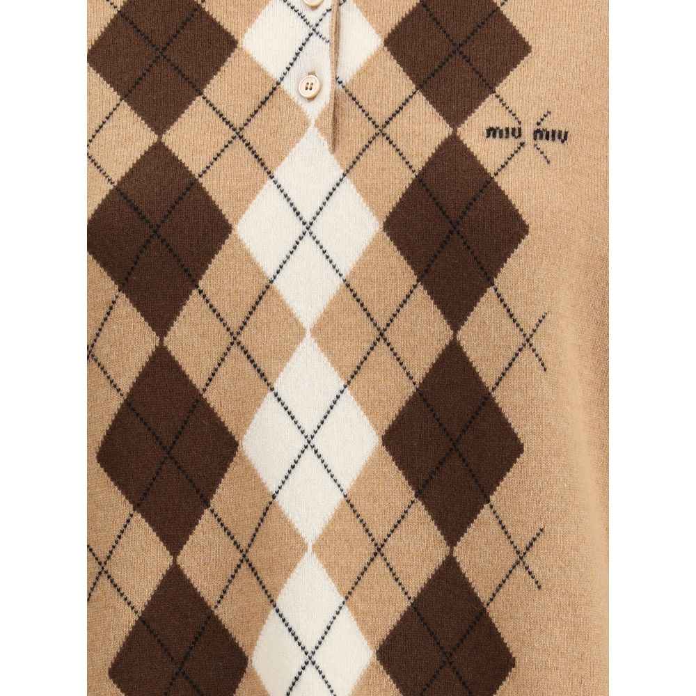 Miu Miu Diamond pattern polo Sweater