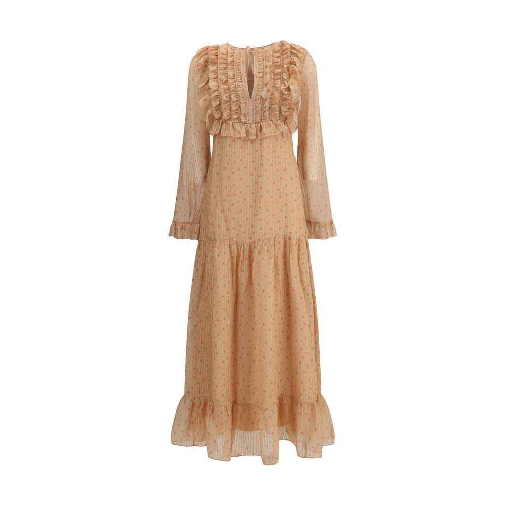 Kristina Ti Silk long Dress with rouches