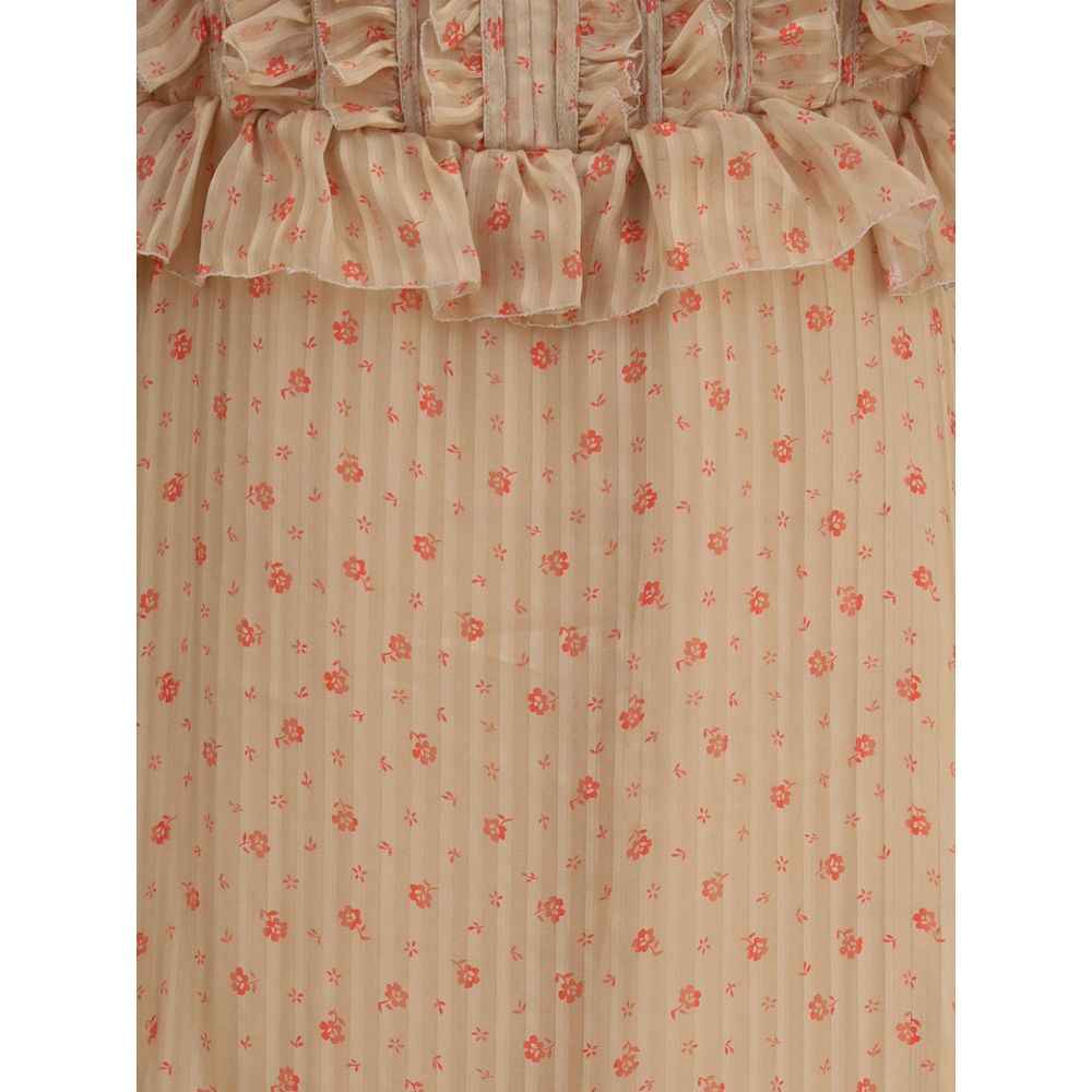 Kristina Ti Silk long Dress with rouches