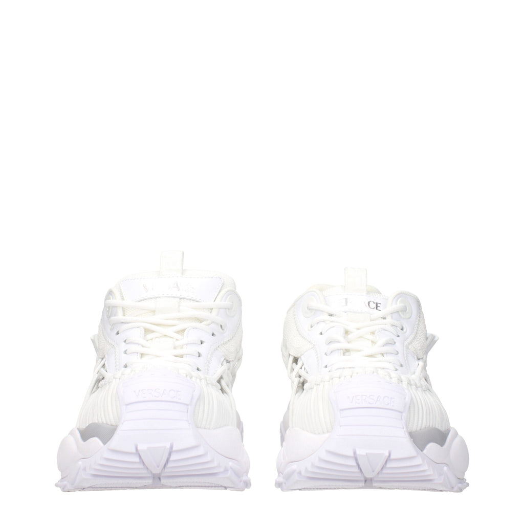 Versace White Leather Athletic Sneakers