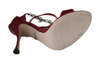 Dolce & Gabbana Red Satin Crystals Keira Sandals Heels Shoes