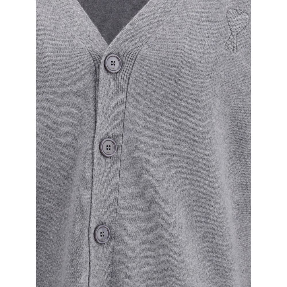 Ami Paris Gray Wool Cardigan