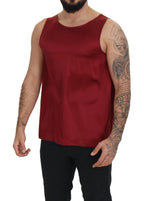 Dolce & Gabbana Red Round Neck Sleeveless Silk T-shirt
