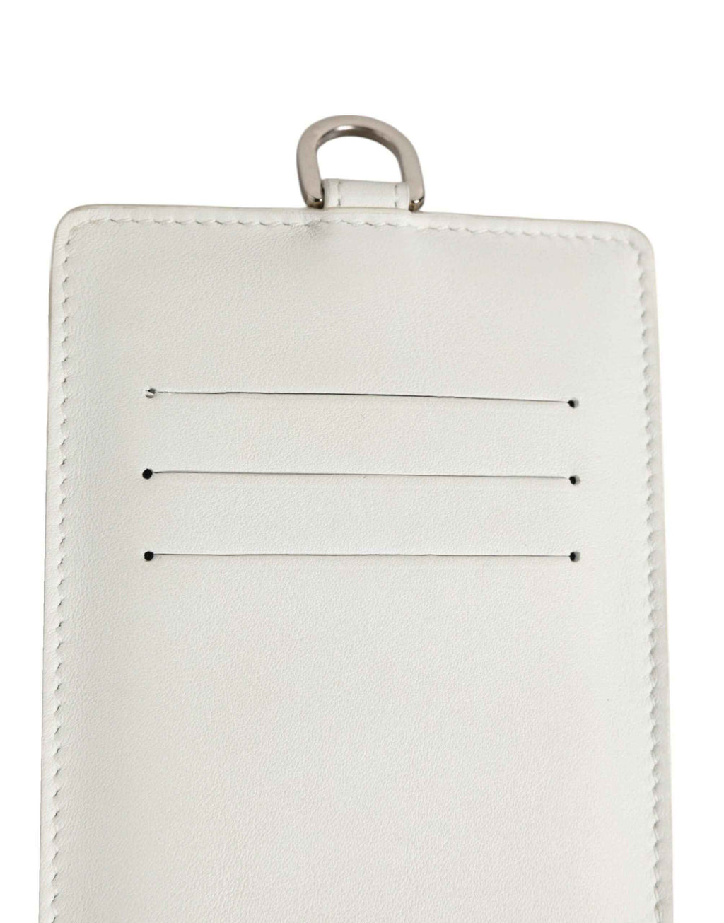 Dolce & Gabbana White Calf Leather Lanyard Logo Card Holder Men Wallet