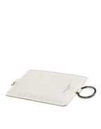 Dolce & Gabbana White Calf Leather Lanyard Logo Card Holder Men Wallet