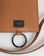 Dolce & Gabbana Dark Brown Leather Lanyard Logo Card Holder Men Wallet
