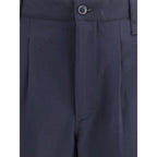 Giorgio Armani Blue Fleece Wool Casual Pants