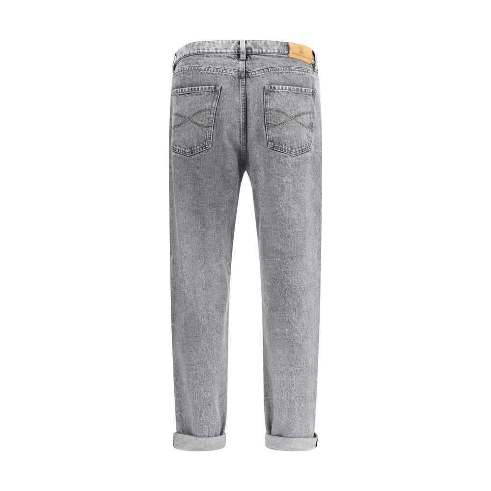 Brunello Cucinelli Gray Cotton Straight-Leg Jeans