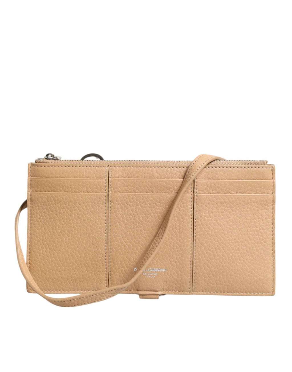 Dolce & Gabbana Beige Calfskin Leather Large Crossbody Card Holder Wallet