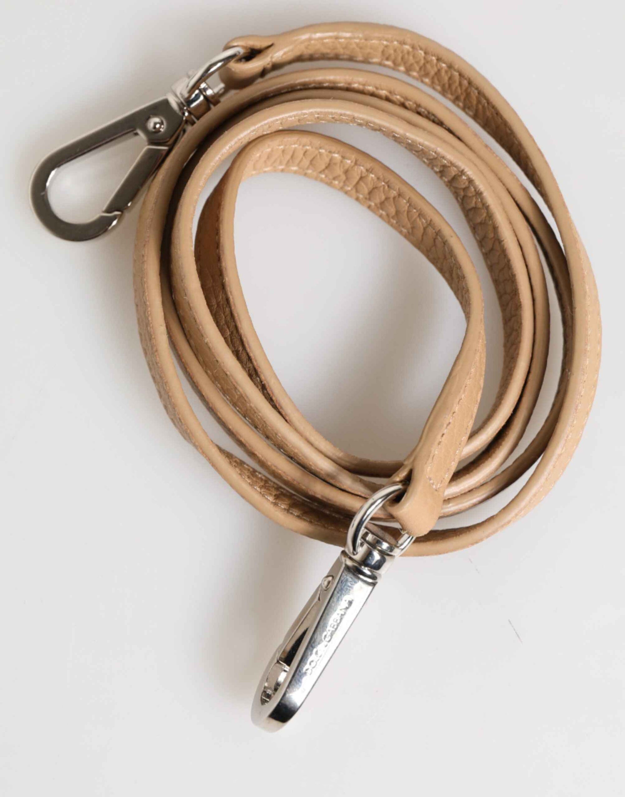 Dolce & Gabbana Beige Calfskin Leather Large Crossbody Card Holder Wallet