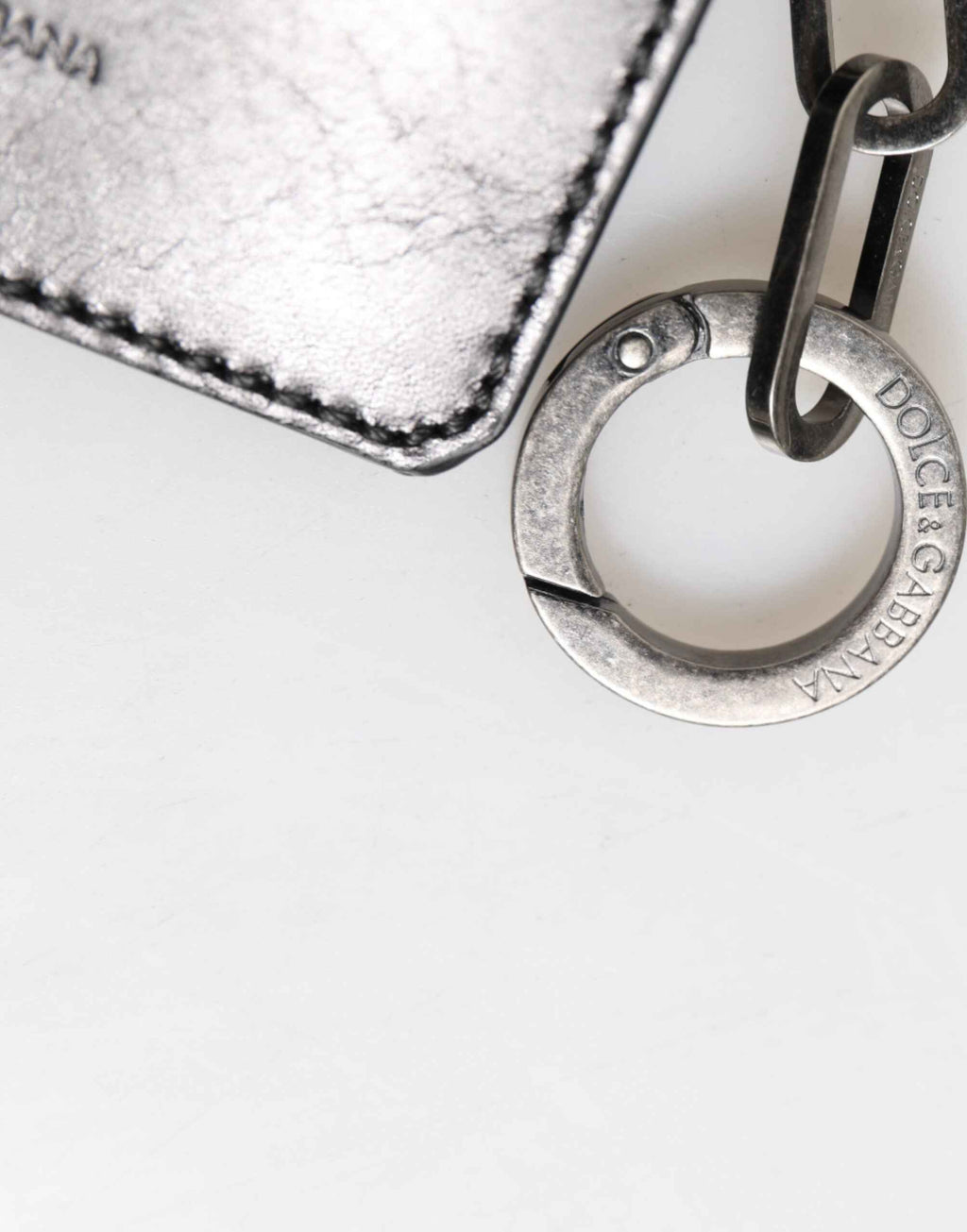 Dolce & Gabbana Wallet Black Leather Logo Embossed Key Chain Card Holder Wallet