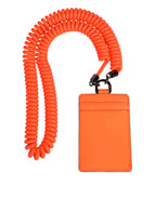 Dolce & Gabbana Orange Leather Logo Embossed Lanyard Card Holder Wallet