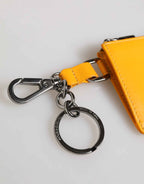 Dolce & Gabbana Yellow Orange Leather Credit Card Key Holder Clip On Wallet