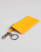 Dolce & Gabbana Yellow Orange Leather Credit Card Key Holder Clip On Wallet